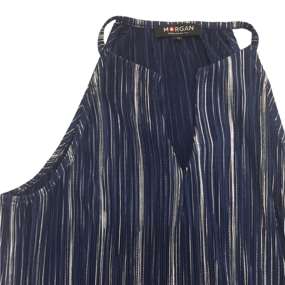 Morgan de Toi Navy & Metallic Halter Top